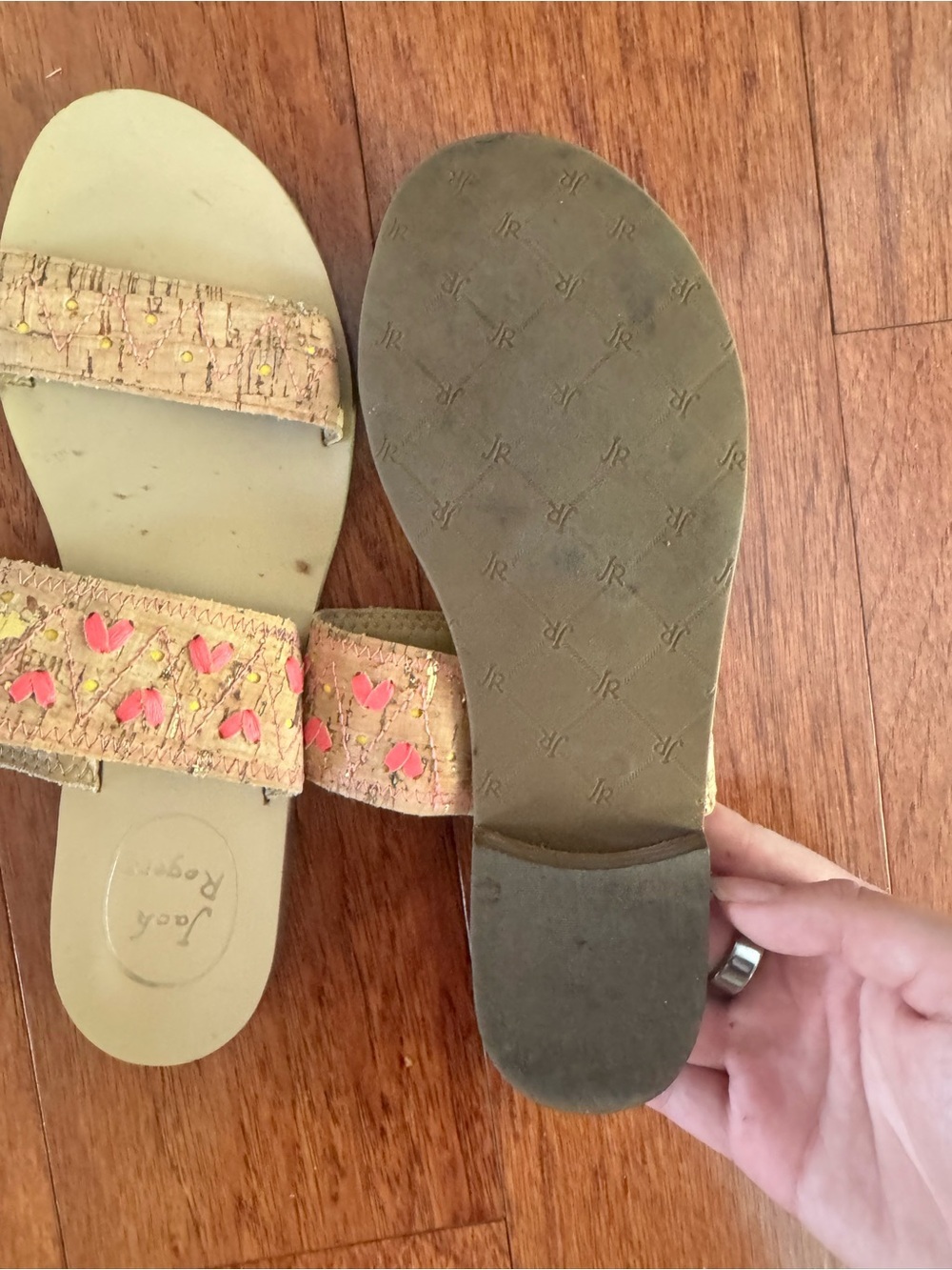 Jack Rogers Adair Pink Embellished Double-Strap Slide Sandals Size 8 - Picture 3 of 3